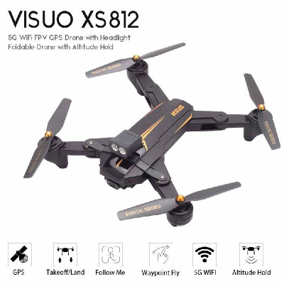 

VISUO XS812 GPS Drone with Camera 1080P 5G Wifi FPV Altitude Hold RC Drone w 3 Battery Headlight Quadcopter