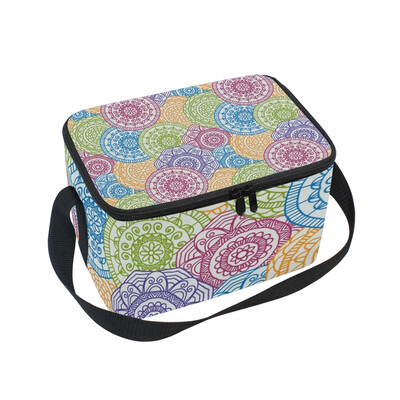 

ALAZA Lunch Box Insulated Lunch Bag Large Cooler Roma Floral Round Tote Bag