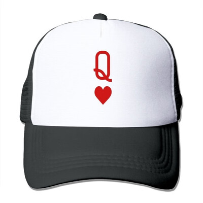 

SHINENGST Queen Of hearts Playing Card Logo Wonderland Mesh Trucker CapsHats Adjustable For Unisex Red