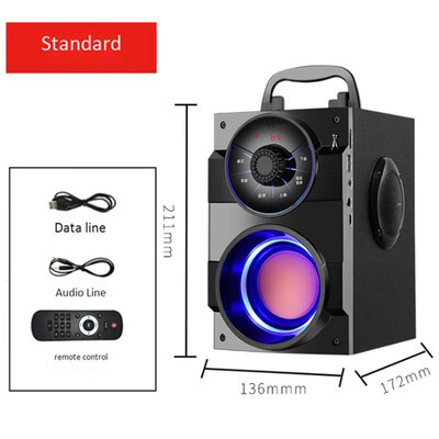 

Portable wooden bluetooth speaker mobile phone wireless audio computer 3d surround subwoofer AUX USB TF card player FM radio MP3