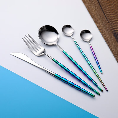 

STRUST 4pc set 304 stainless steel European luxury flatware rainbow color plated royal cutlery set