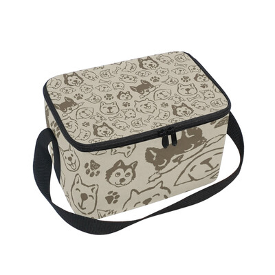 

ALAZA Insulated Lunch Box Cute Dogs Lunch Bag for Men Women Portable Tote Bag Cooler Bag