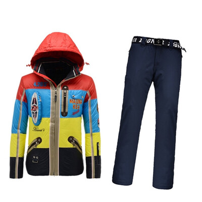 

B0GNER Men Kanoa-D Ski Jacket Black Blue Yellow Red Rik-T Ski Pants Black