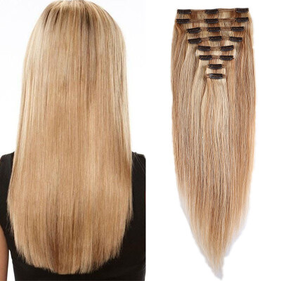 

100 Remy Human Hair Real Thick Women Girls Long Straight Full Head Hair Extension Clip In Hair Extension