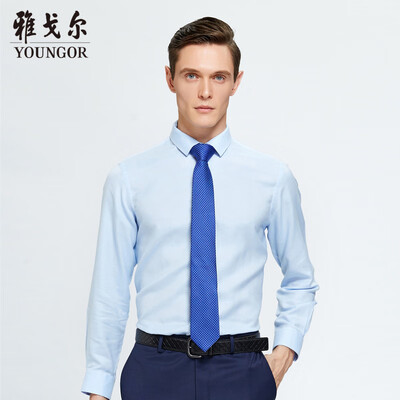 

Youngor shirt mens 2019 spring youth mens casual dress shirt YLHD18042IFA light blue 39