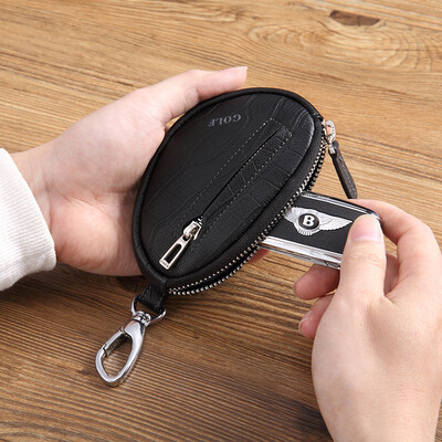 

Golf GOLF car key bag mens first layer leather zipper multifunction waist lock key chain mens first layer leather coin purse Q8BV41815J black crocodile pattern