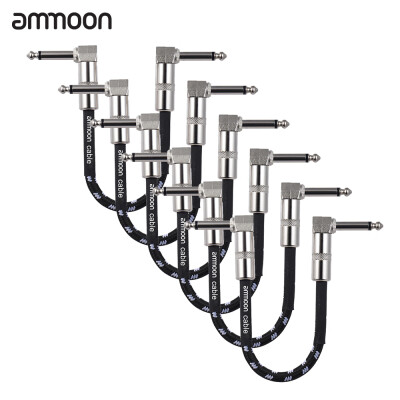 

ammoon 6-Pack Guitar Effect Pedal Instrument Patch Cable 15cm 05ft Long with 14 Inch 635mm Silver Right Angle Plug Black Whi