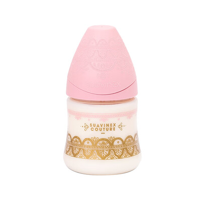

Suveinex bottle imported newborn bottle wide caliber bottle silicone nipple shatter-resistant 0 months or more gold plaid powder 150ml