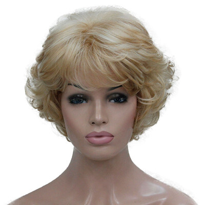 

Strong Beauty Ladies Wigs Short Wavy Golden Blonde Hair For Women Synthetic Capless Full Wig 12 Colors