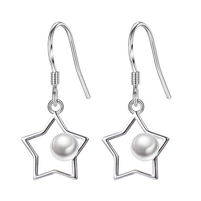 

Five Pointed Star Drop Earrings For Women Simulated Pearl Hanging Eardrop Fashion Jewelry Birthday Gift WHJ121
