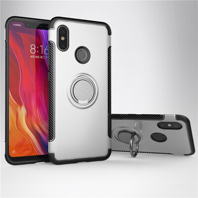 

Back Cover For Xiaomi Mi 8 Mi8 Case Car Holder Stand Hard PC Silicon Ring Suction Bracket Celulars