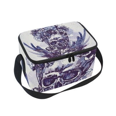 

ALAZA Lunch Box Insulated Lunch Bag Large Cooler Abstract Background With Skull Tote Bag