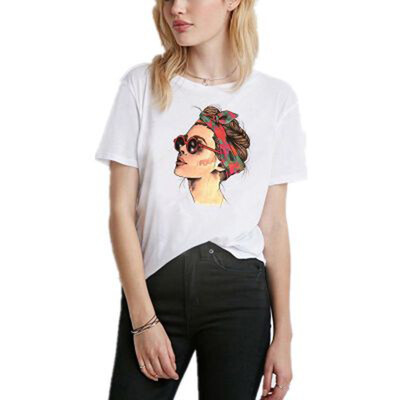 

2019 Fashion Cool Print Female T-shirt White Cotton Women Tshirts Summer Casual Harajuku T Shirt Femme Top