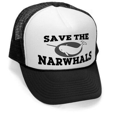 

Megashirtz - Save the Narwhals - Retro Vintage Style Trucker Hat Cap