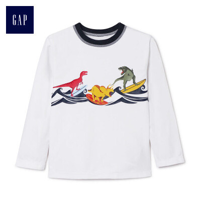 

GAP flagship store male&young vitality pattern long-sleeved round neck sunscreen clothing swimsuit 374880 light sense white 4YRS