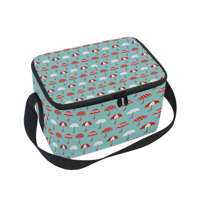 

ALAZA Lunch Box Insulated Red And White Umbrella Lunch Bag Large Cooler Tote Bagfor Men Women