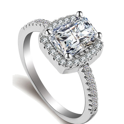 

AAA High Grade Zircon Ring Hollow Out Beautiful Square Rings Exquisite Curved Band Delicate Wedding Bands for Women Birthday Gift