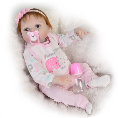 

Cute 23 Reborn Silicona Vinyl Babies Girl XMAS Gifts Realista Newborn Dolls Wear Blue Clothes Reborn Dolls Boneca Brinquedos