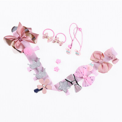

Baby Girls Hair Tie Ribbon Bow Clips Barrettes Hair Accessory Set for Newborn Toddler Children Bowknot 18Pcs Gift Box Silver