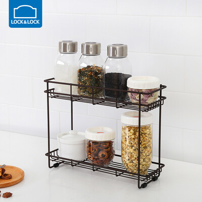 

Locks LOCK & LOCK cabinet compartment racks spice rack storage bracket wrought iron racks free punch hook storage rack dish rack LWR109 brown