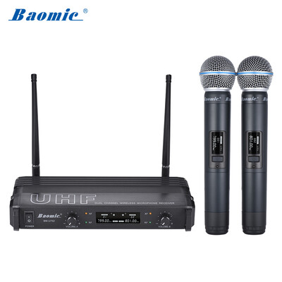 

Baomic BM-U752 Professional Dual Channel UHF Digital Wireless Handheld Microphone System 2 Microphones & 1 Receiver 635mm Audio
