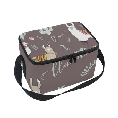 

ALAZA Lunch Box Insulated Lunch Bag Large Cooler Llama In Gray Background Tote Bag