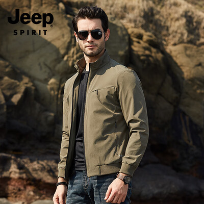 

JEEP Jeep Jacket Men 2019 Spring New Casual Mens Stand Collar Short Jacket Mens Shirt JPL2677 Army Green L