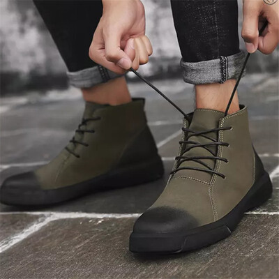 

2018 new youth two-layer short tube leather Martin boots leather boots