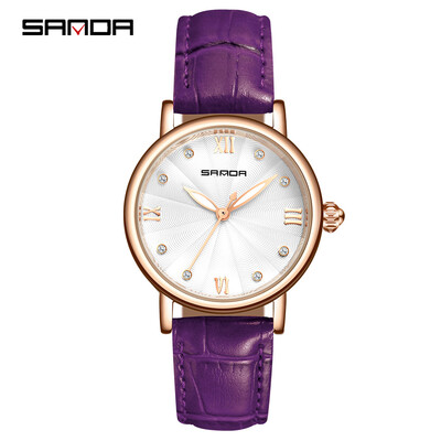 

SANDA P222 Simple Women Watch Leather Quartz Movement Watch Waterproof Casual Clock Wristwatch for Female
