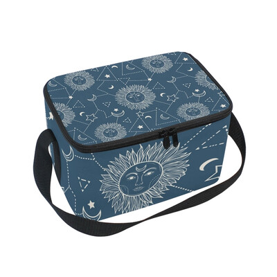 

ALAZA Insulated Lunch Box Retro Sun And Moon Lunch Bag for Men Women Portable Tote Bag Cooler Bag