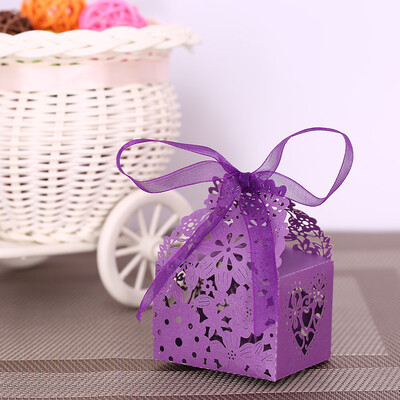 

20 PCS Laser Cut Delicate Carved Flower Elegant Candy Boxes with Ribbon for Party Birthday Wedding Banquet Kindergarten Bridal Sho