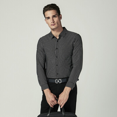 

Jinba Mens K-boxing Cotton Shirt Mens Spring Shirt Mens Striped Shirt Mercerized Cotton Long Sleeve Shirt MenBCBL1334 Black 190XXXL