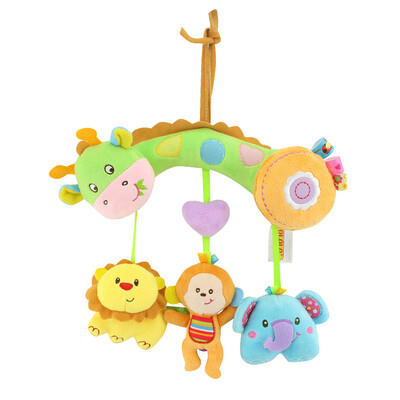 

Bed Crib Stroller Toy Baby Plush Hanging Rattle Educational Activity Toys With Rattle Teether Forest Animal