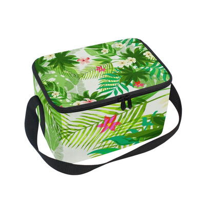 

ALAZA Lunch Box Insulated Lunch Bag Large Cooler Tote Bag Tropical Leaves And Flowers for Men Women Girls Boys