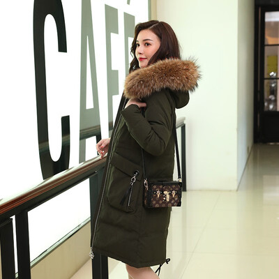

new lady down jacket of 2018 winter dress is a fashionable white duck plucked raccoon fur collar warm winter coat