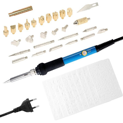 

42pcs 60W Professional Electric Adjustable Temperature Welding Soldering Iron Kit Contains 12pcs Stencil Carving Pyrography Tool W