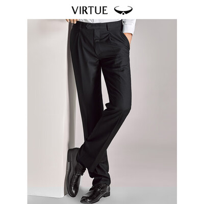 

Virtue rich comb 100 wool trousers men 2019 spring new single pleat loose business casual dress trousers YKM70243001 black 82