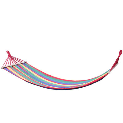 

Outdoor Anti-rollover Canvas Swing Camping Single Camping Portable Folding Hammock Rainbow Stripe Wooden Hammock