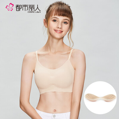 

Urban beauty underwear female 2019 new smooth sexy bra in thin cup comfortable no steel ring one-piece tube top sports sleep bra 2V9301 skin color XL