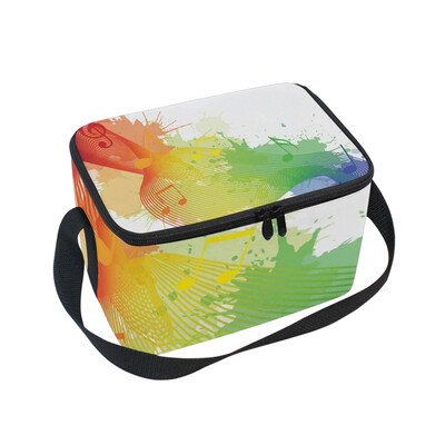 

ALAZA Lunch Box Insulated Lunch Bag Large Cooler Rainbow Musical Notes Tote Bag