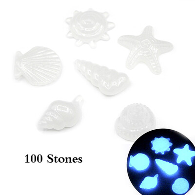 

100pcsBag DIY Home Decor Luminous Pebbles Sea Conch Shell Starfish Glow in Dark Colorful Rocks Stone for Aquarium Fish Tank