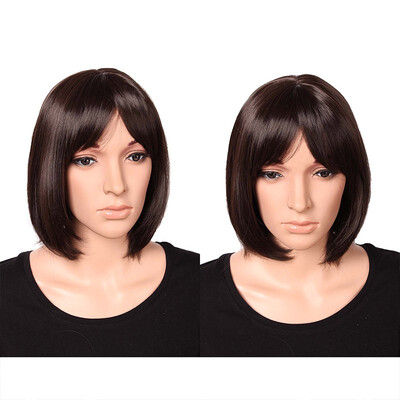 

Short Bob Hair Wigs Straight with Flat Bangs Synthetic Colorful Cosplay Daily Party Wig for Women