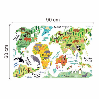 

animal world map wall stickers living room Bedroom Office home decoration wall decal mural art diy office wall art