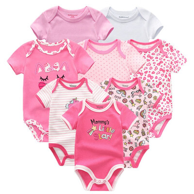 

2019 8PCS Baby Clothes Bebe Cotton Newborn Baby Boy Clothes Unicorn Black White O-Neck Short Sleeve Baby Girl Clothes Babywear