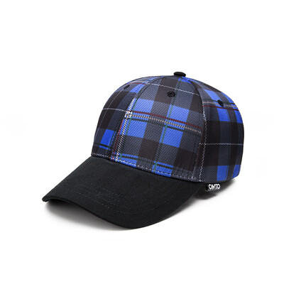 

OMTO Baseball Cap 2019 New Original Tide Brand Men&Women Plaid Cap Street Outdoor Sports Bend Embroidery Couple Sunscreen Plaid Hat Hip Hop Hat Blue One Size