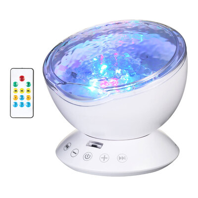 

Ocean Wave Projector Lamp 12 LED & 7 Color Night Lights Music Player with 4 Hypnotic Musics & Remote Control for Living Room Baby