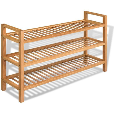 

Shoe Rack with 3 Shelves Solid Oak 394"x106"x234