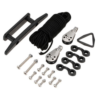 

Kayak Canoe Anchor Trolley Kit System Pulley Cleat Pad eyes with 30ft Rope Kayak Accessories