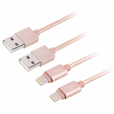 

iPhone Cable 2Pack 2x 1M33FT Nylon Braided Syncing&Charging USB Cables Charger Cord for iPhone iPad iPod - Rose Gold