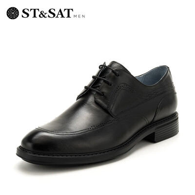 

Saturday Mens Shoes ST&SAT Cow Leather Lace Business Dress Comfortable Breathable Leather Shoes SS81124225 Black 40